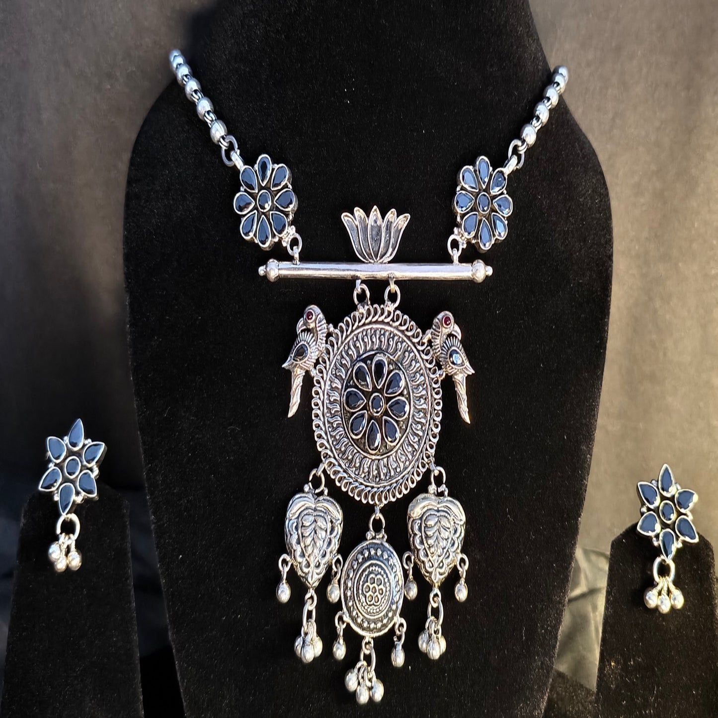 Lotus Medallion Tribal Necklace Set