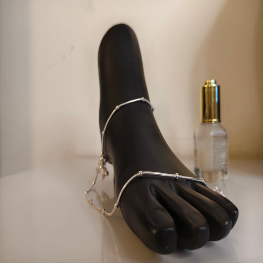 Minimal Beaded Silver Payal