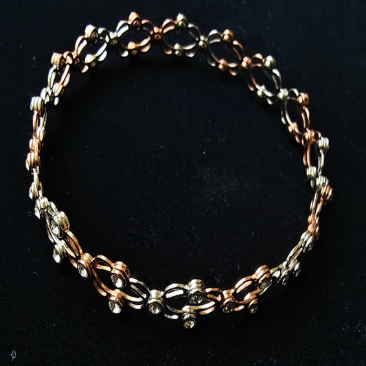 Floral Link Rose Gold-Plated Bracelet (925 Sterling Silver)