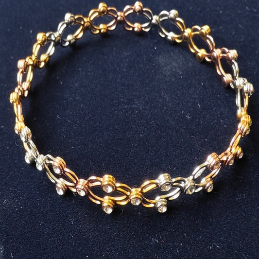 Floral Link Multicolor Bracelet (925 Sterling Silver)