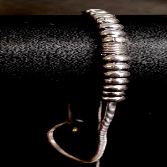 Textured Bead Silver Bracelet