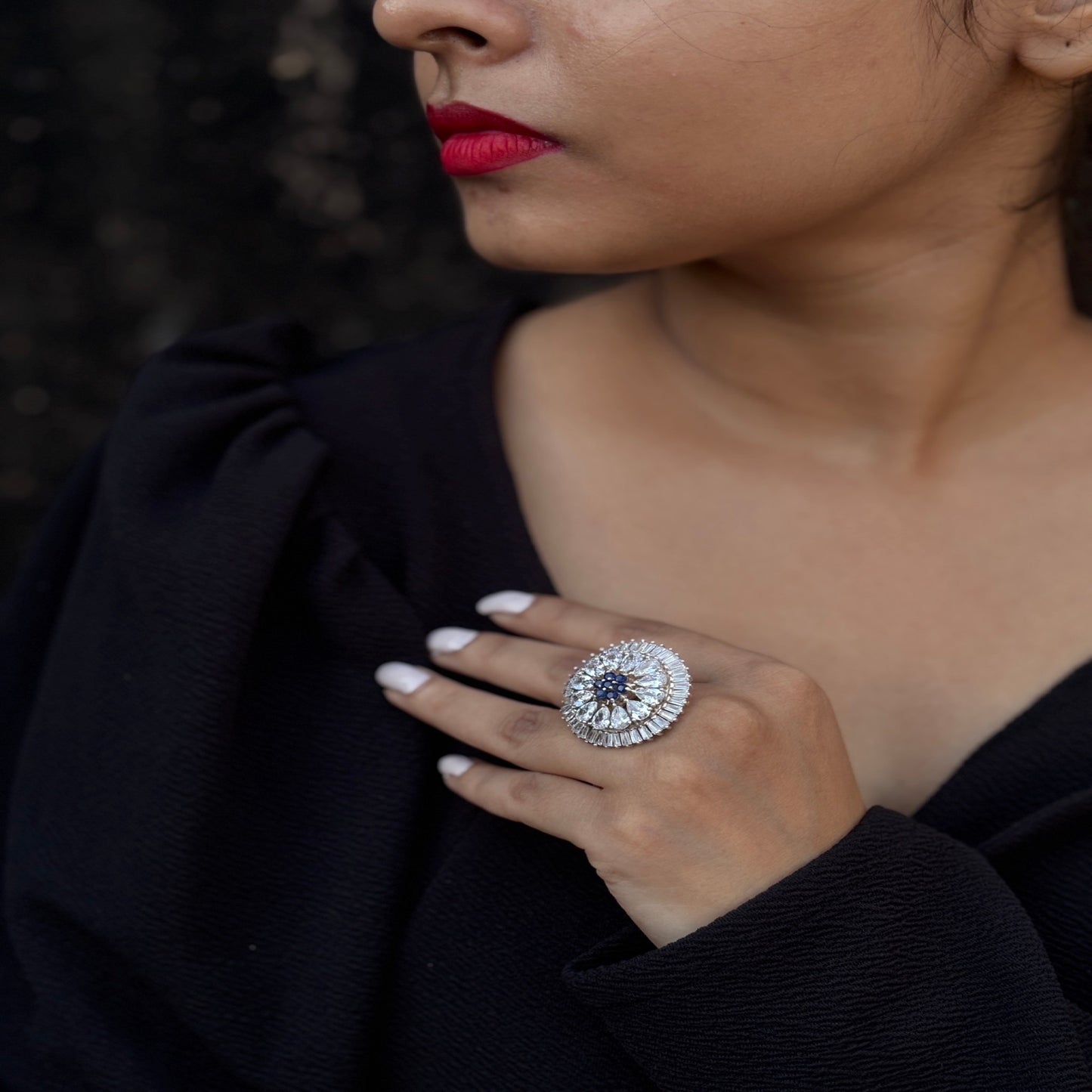 Azure Radiance Cocktail Ring