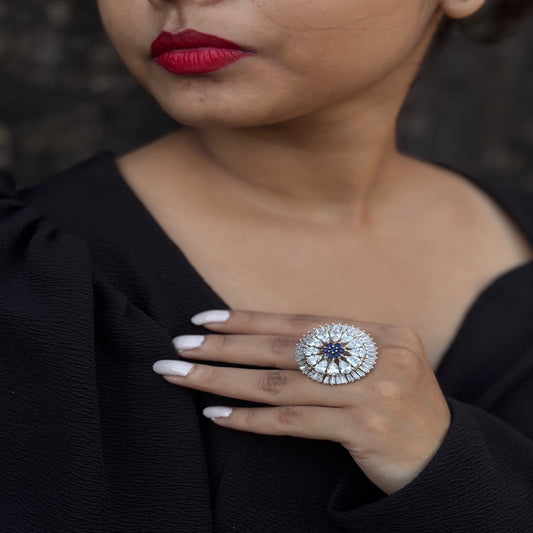 Azure Radiance Cocktail Ring