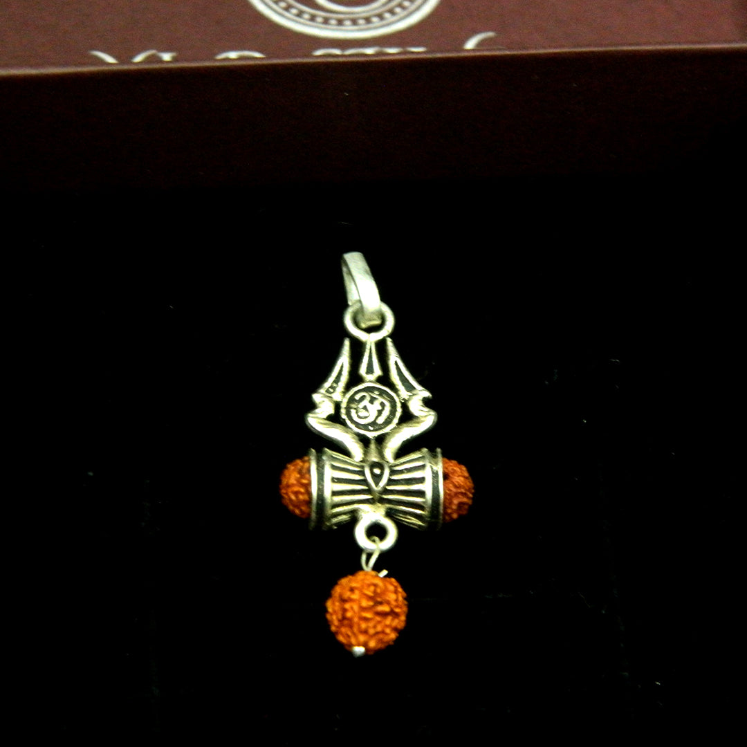 YurSilver Sacred Trishul Rudraksha Pendant