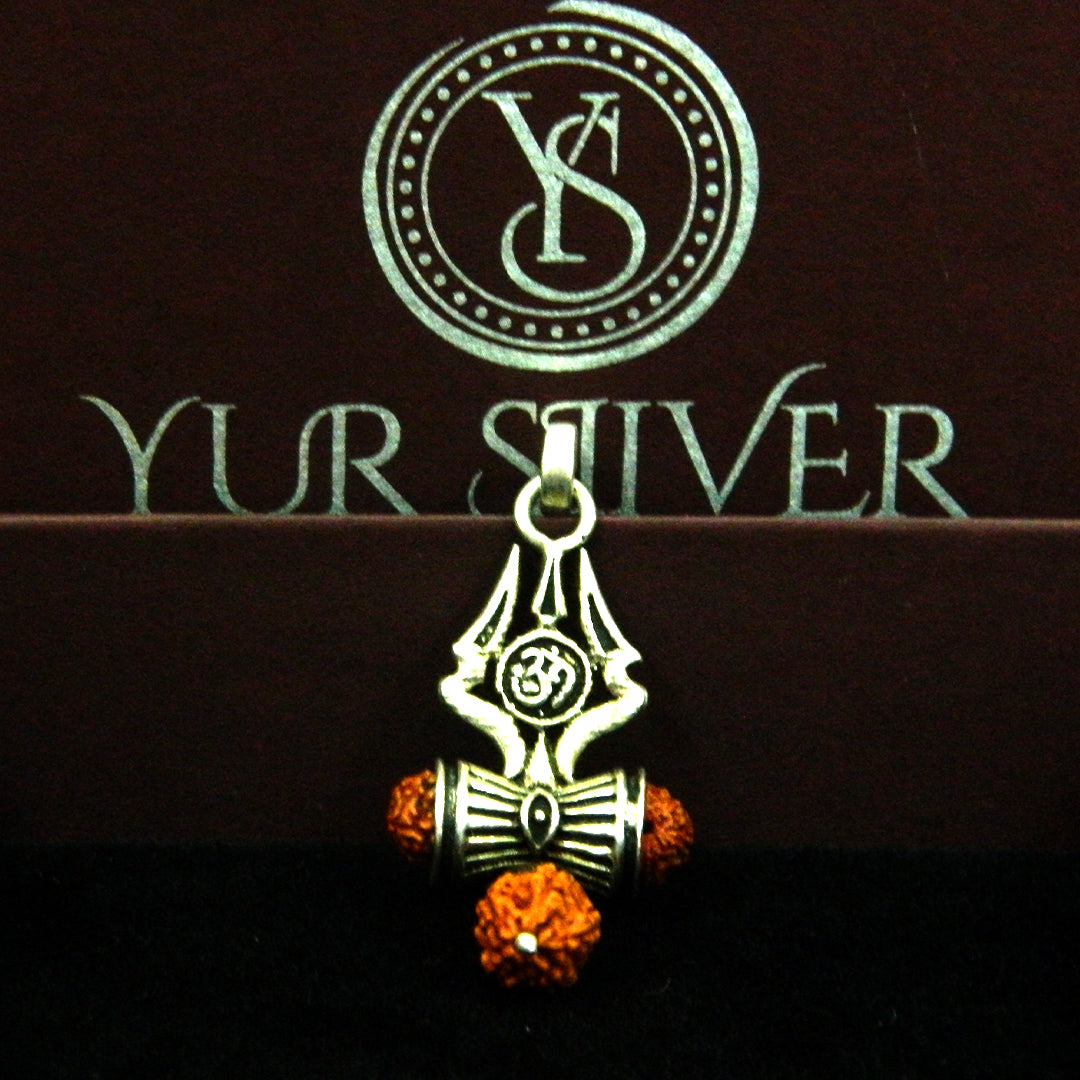 YurSilver Sacred Trishul Rudraksha Pendant