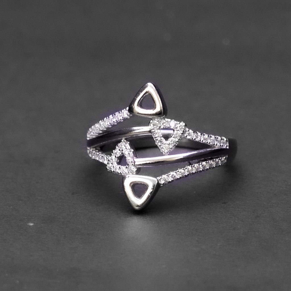 Geometric Triangle Silver Ring