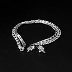 925 Sterling Silver Layer Box Chain Anklet with Charms