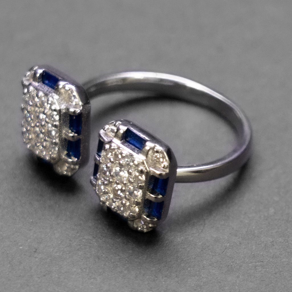 Blue Stone Open Silver Ring