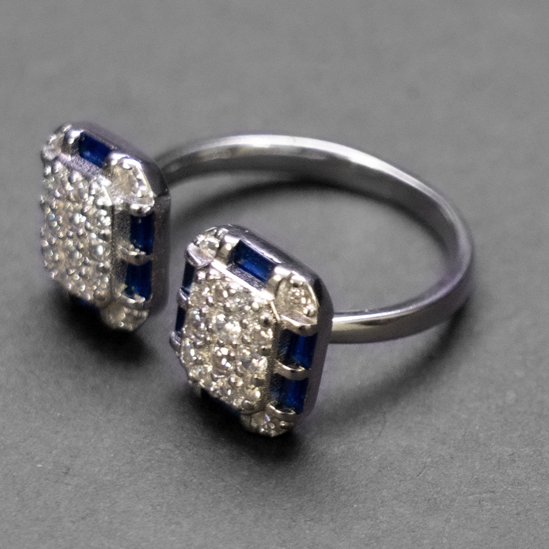 Blue Stone Open Silver Ring