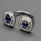 Blue Square Stone Silver Ring