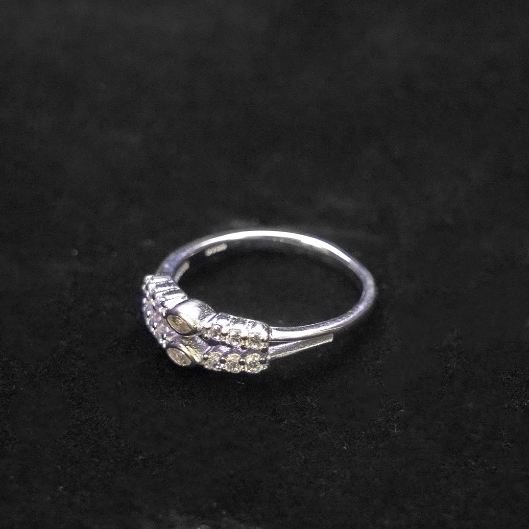 Double Band Halo Silver Ring