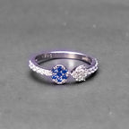 Blue Sun Moon Silver Ring