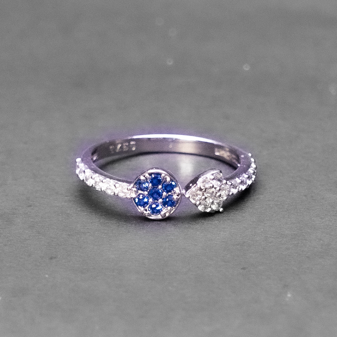 Blue Sun Moon Silver Ring