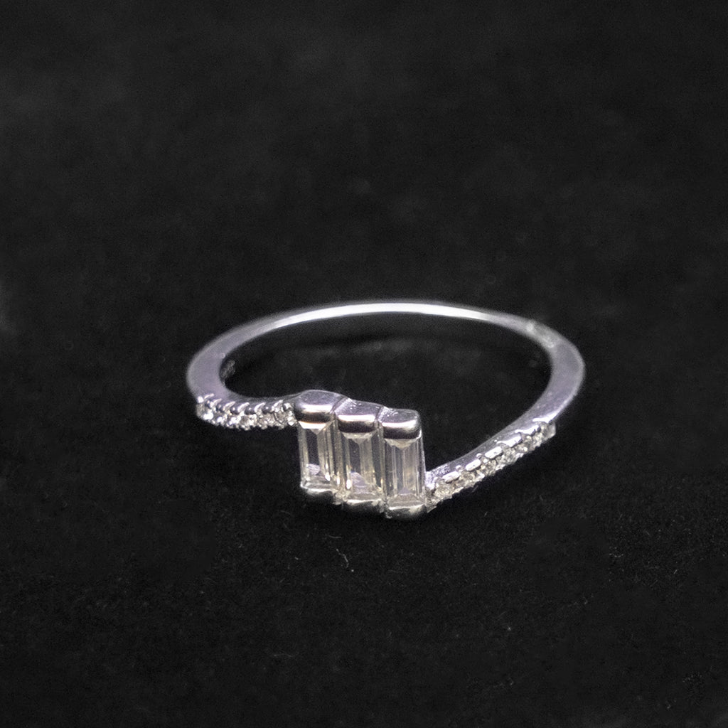 Emerald Cut Open Wrap Silver Ring