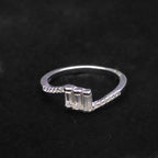 Emerald Cut Open Wrap Silver Ring