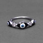 Blue Evil Eye Silver Ring