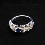Blue Stone Floral CZ Ring