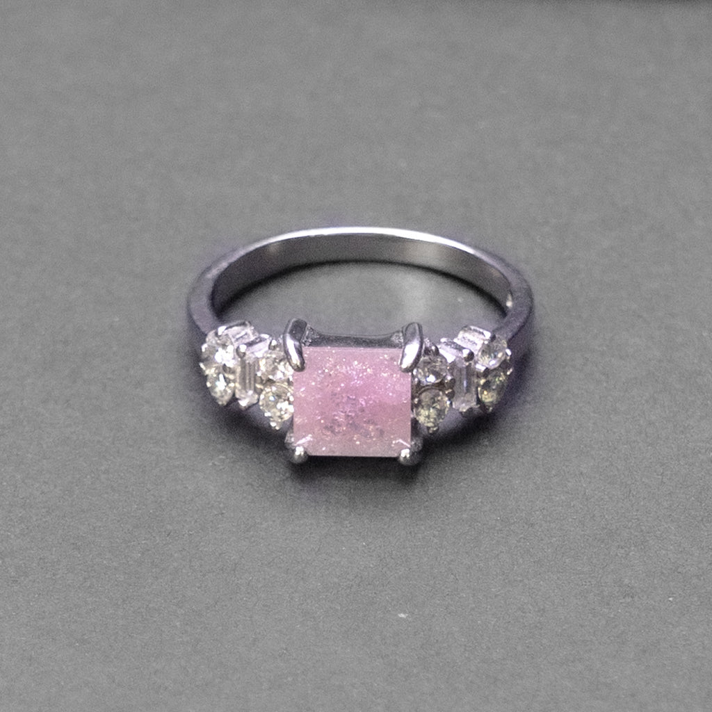 Pink Crystal Statement Silver Ring