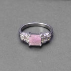 Pink Crystal Statement Silver Ring