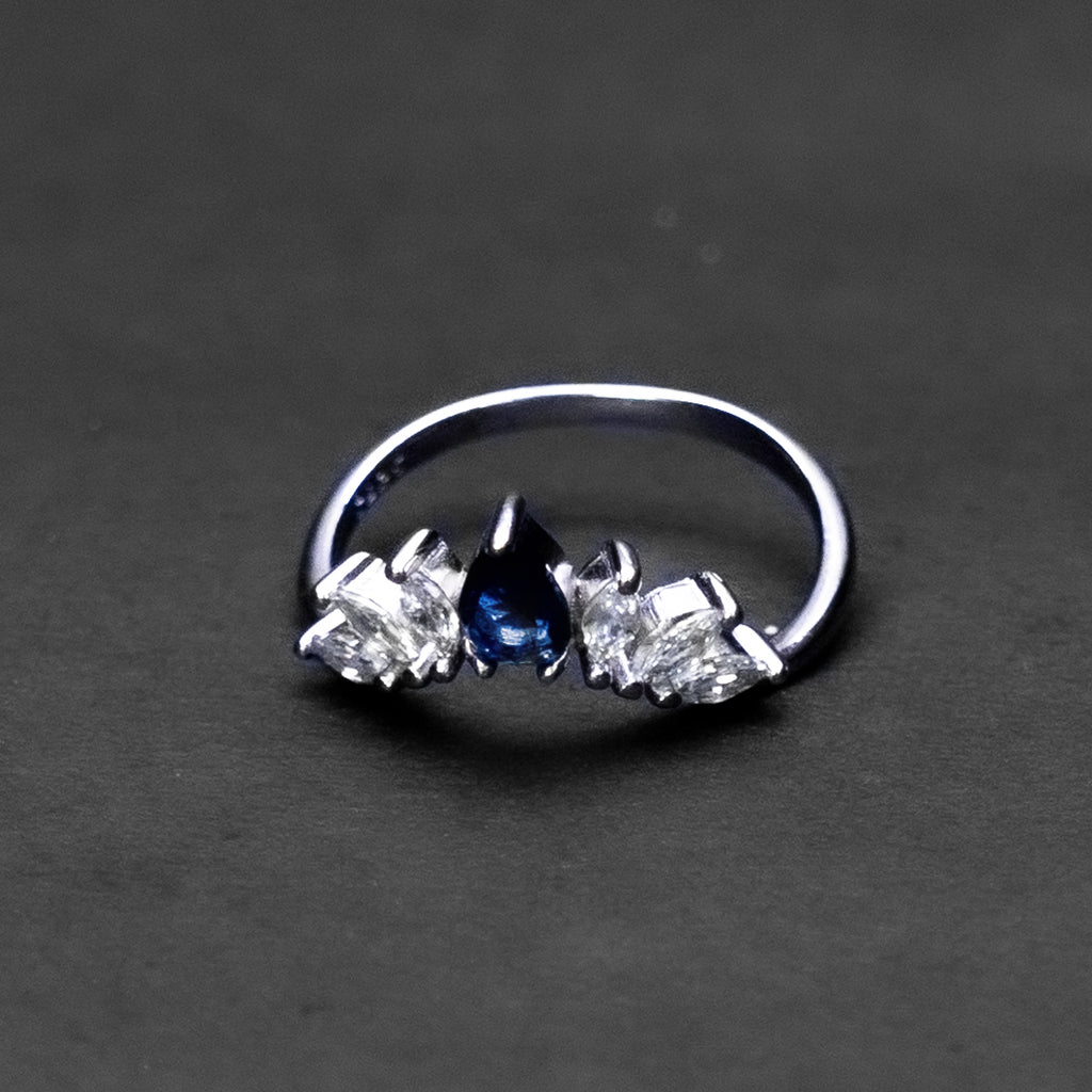 Blue Crown Silver Ring