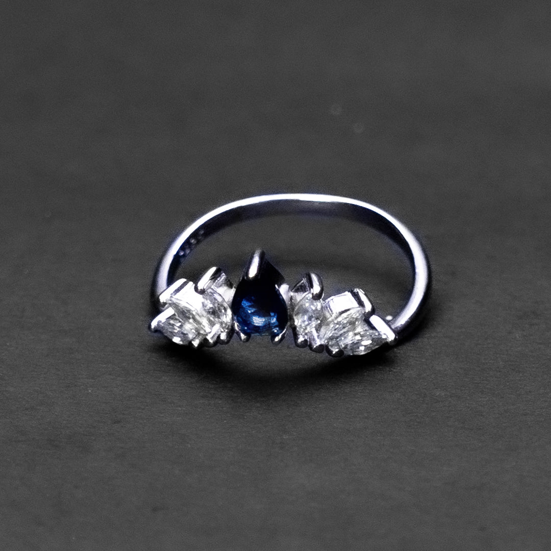Blue Crown Silver Ring