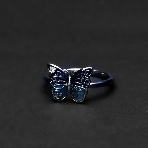 925 Blue Butterfly Silver Ring for Women