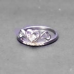 Heart Crown Silver Ring