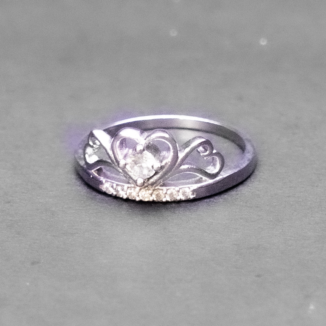 Heart Crown Silver Ring