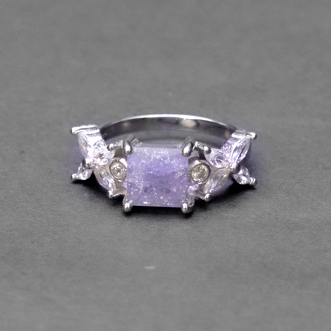 Purple Stone Statement Silver Ring