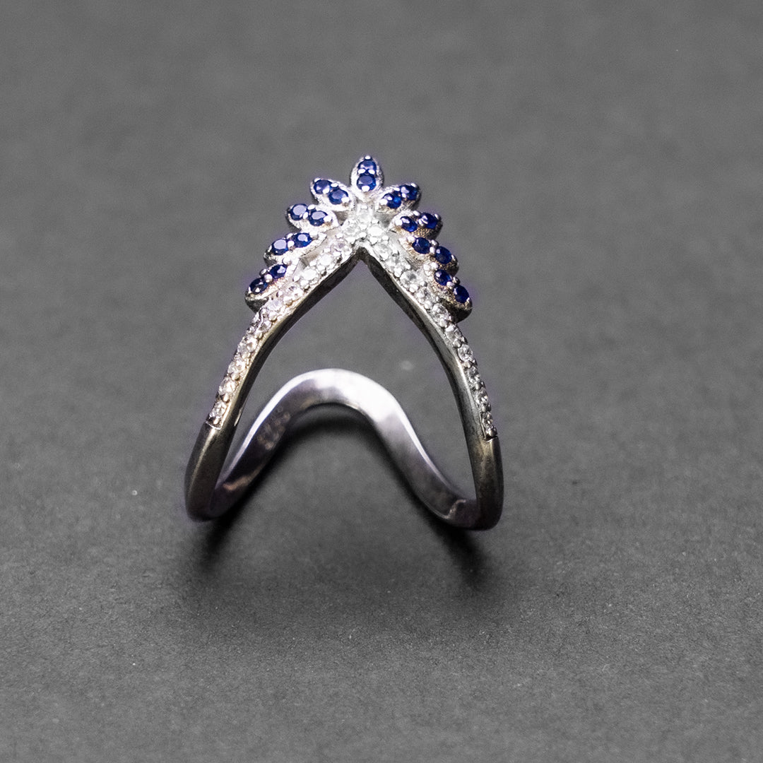 Blue Tiara Ring Silver Ring