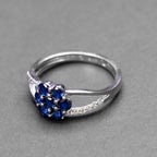 Blue Flower Silver Ring