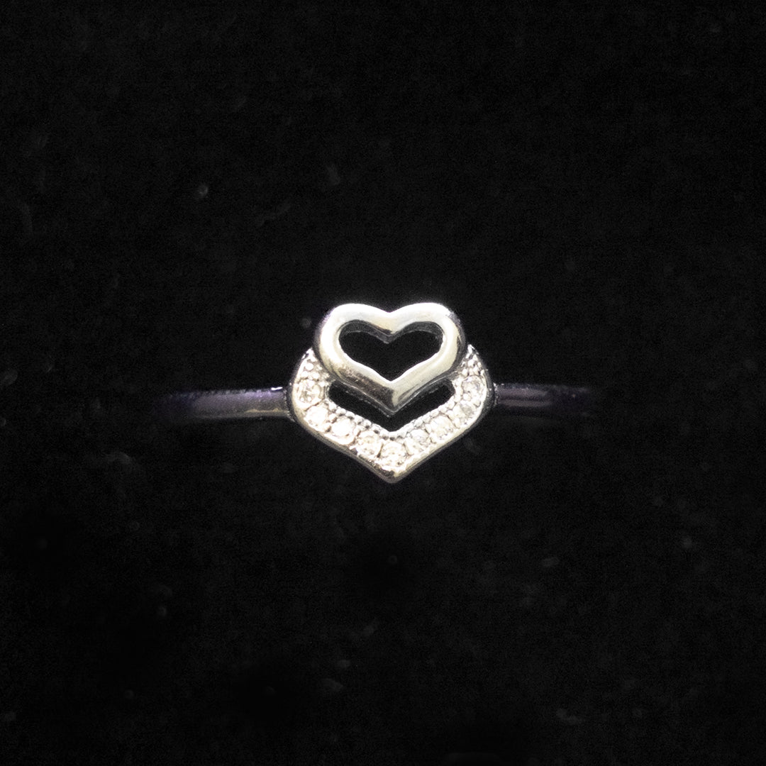 Double Heart Silver Ring for Women
