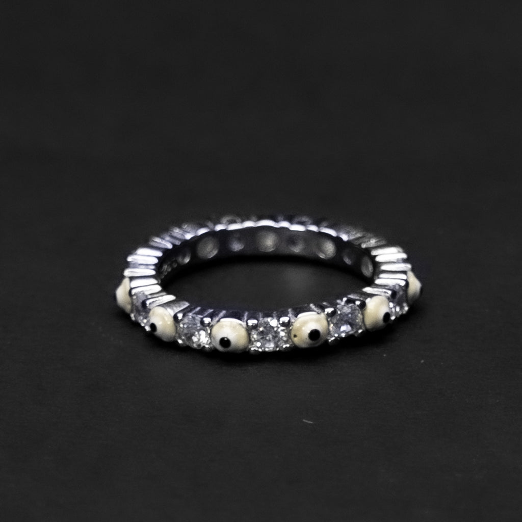Cubic Stone Silver Eternity Ring