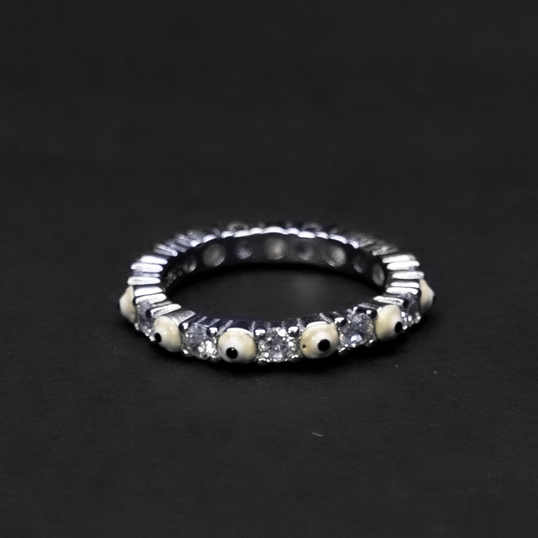 Cubic Stone Silver Eternity Ring