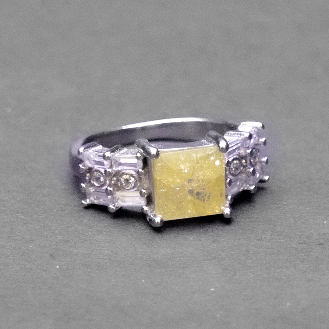 Yellow Stone Silver Ring