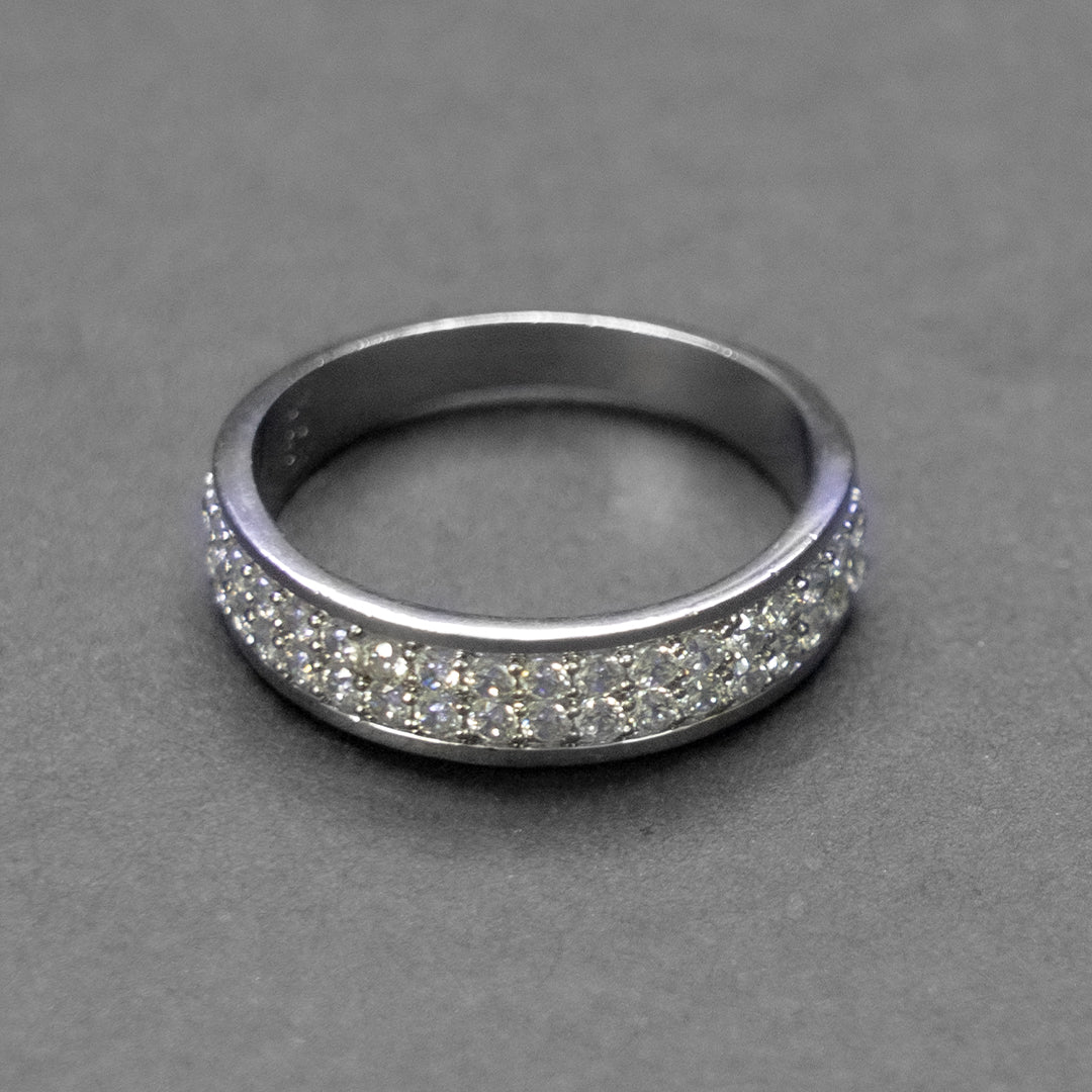 Classic Silver Stone Band Ring