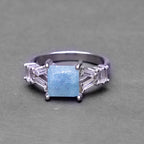Blue Square Stone Silver Ring