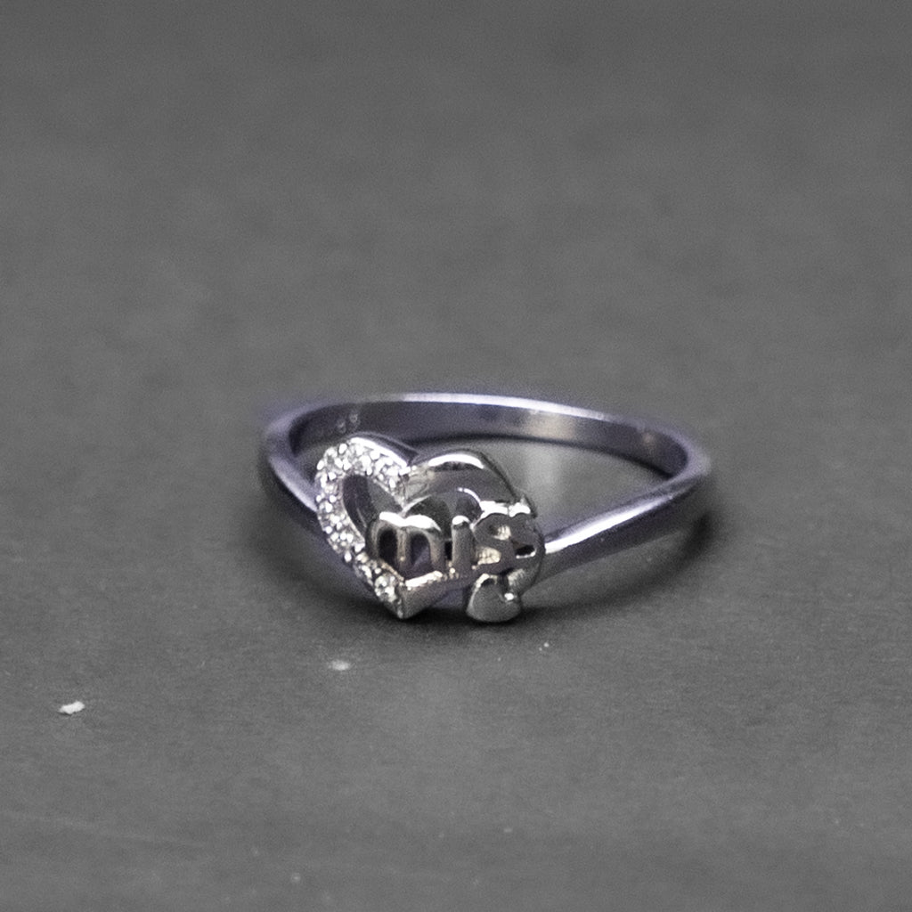 Heart Initial Silver Ring
