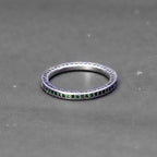Green Stone Silver Band Ring