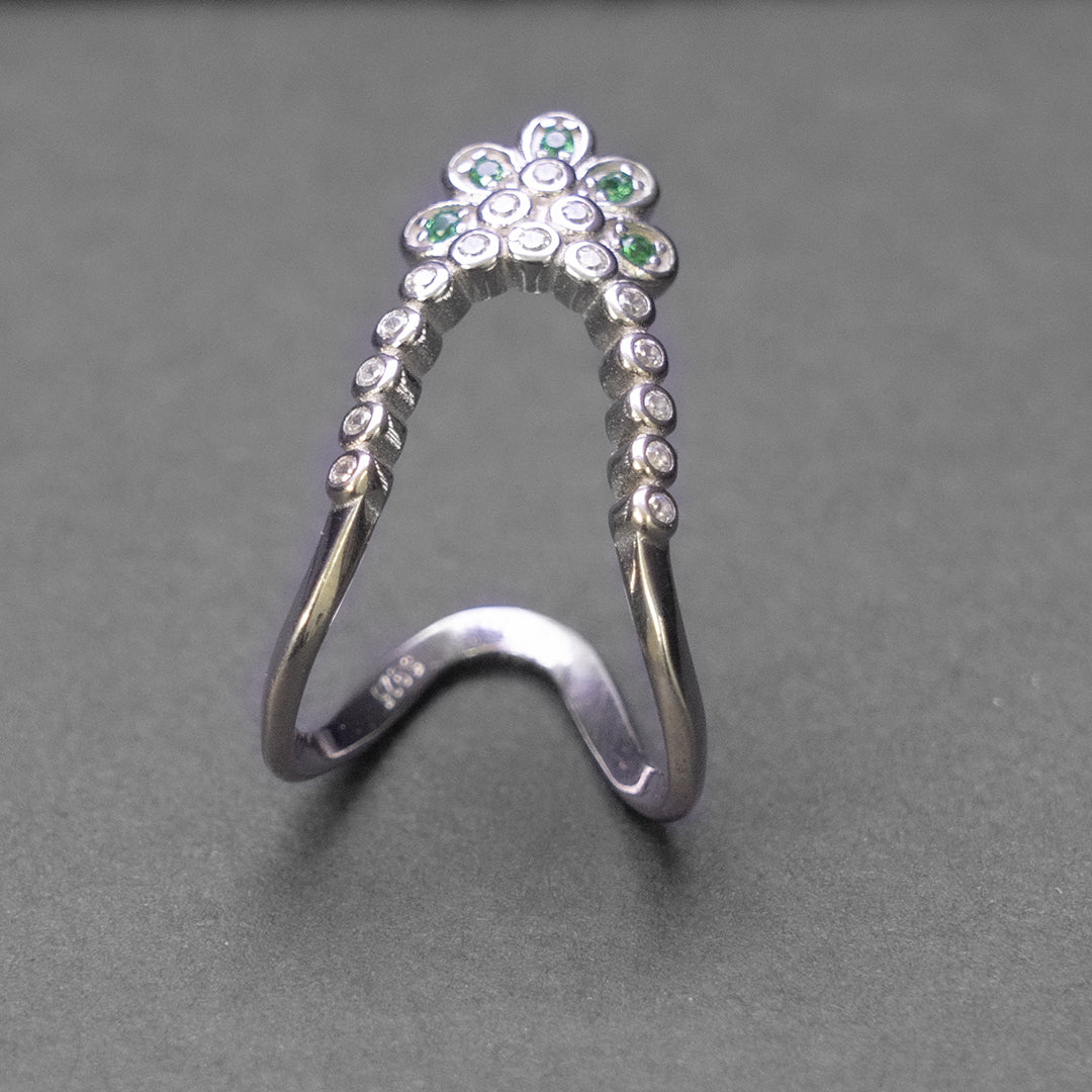 Green Blossom Ring Silver Ring