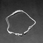 Adjustable Silver Beaded Chain Anklet for Daily Wear