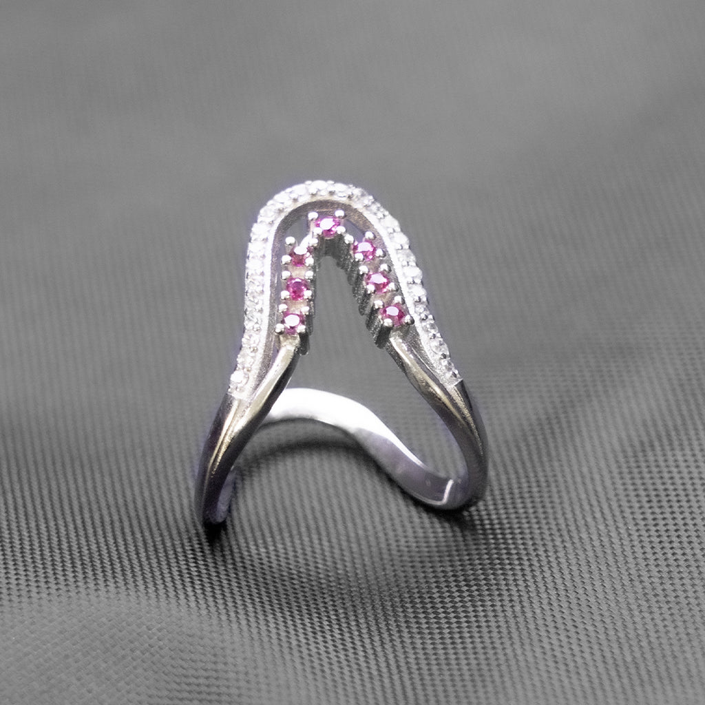 Pink Arch Silver Ring