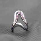 Pink Arch Silver Ring