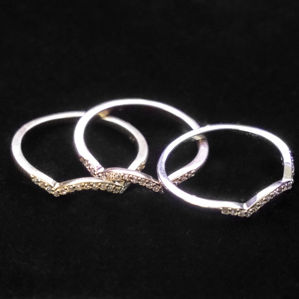 Silver Chevron Stacking Band