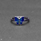 Blue Butterfly Silver Ring