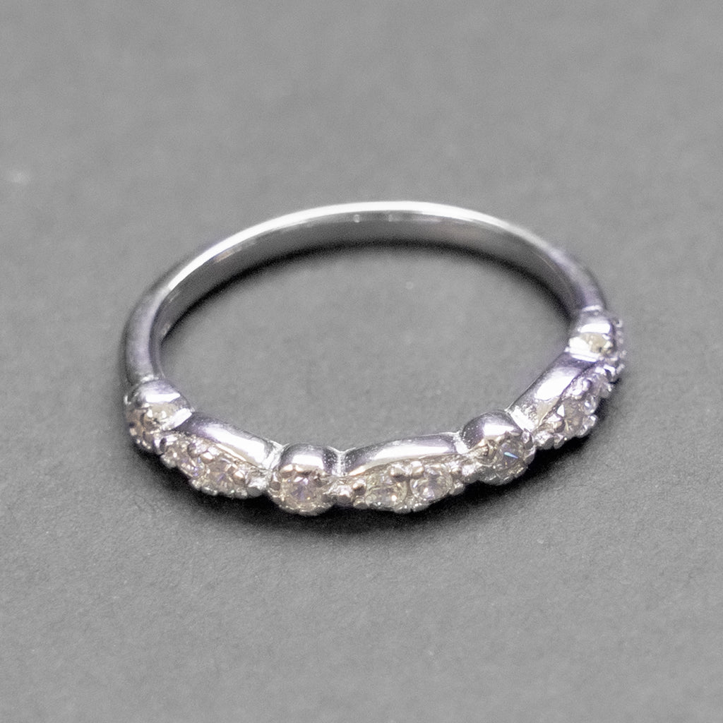 925 Sterling Silver CZ Half Eternity Band Ring