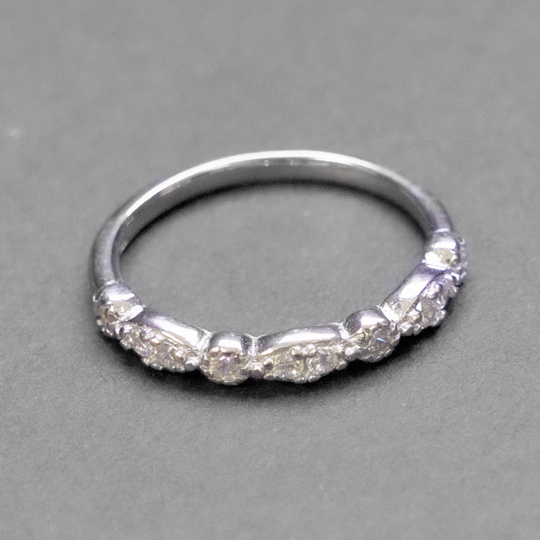 925 Sterling Silver CZ Half Eternity Band Ring
