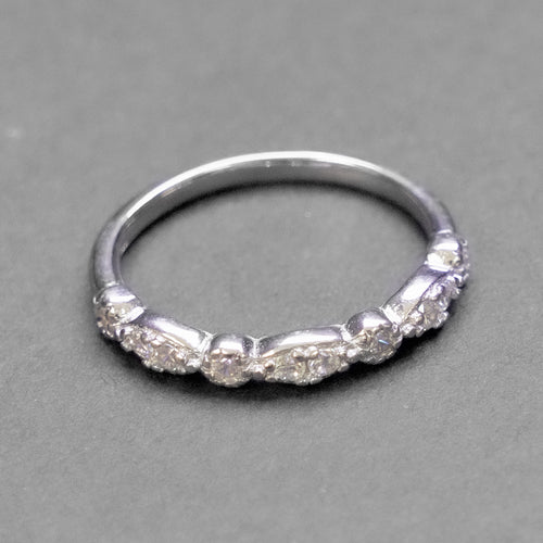 925 Sterling Silver CZ Half Eternity Band Ring