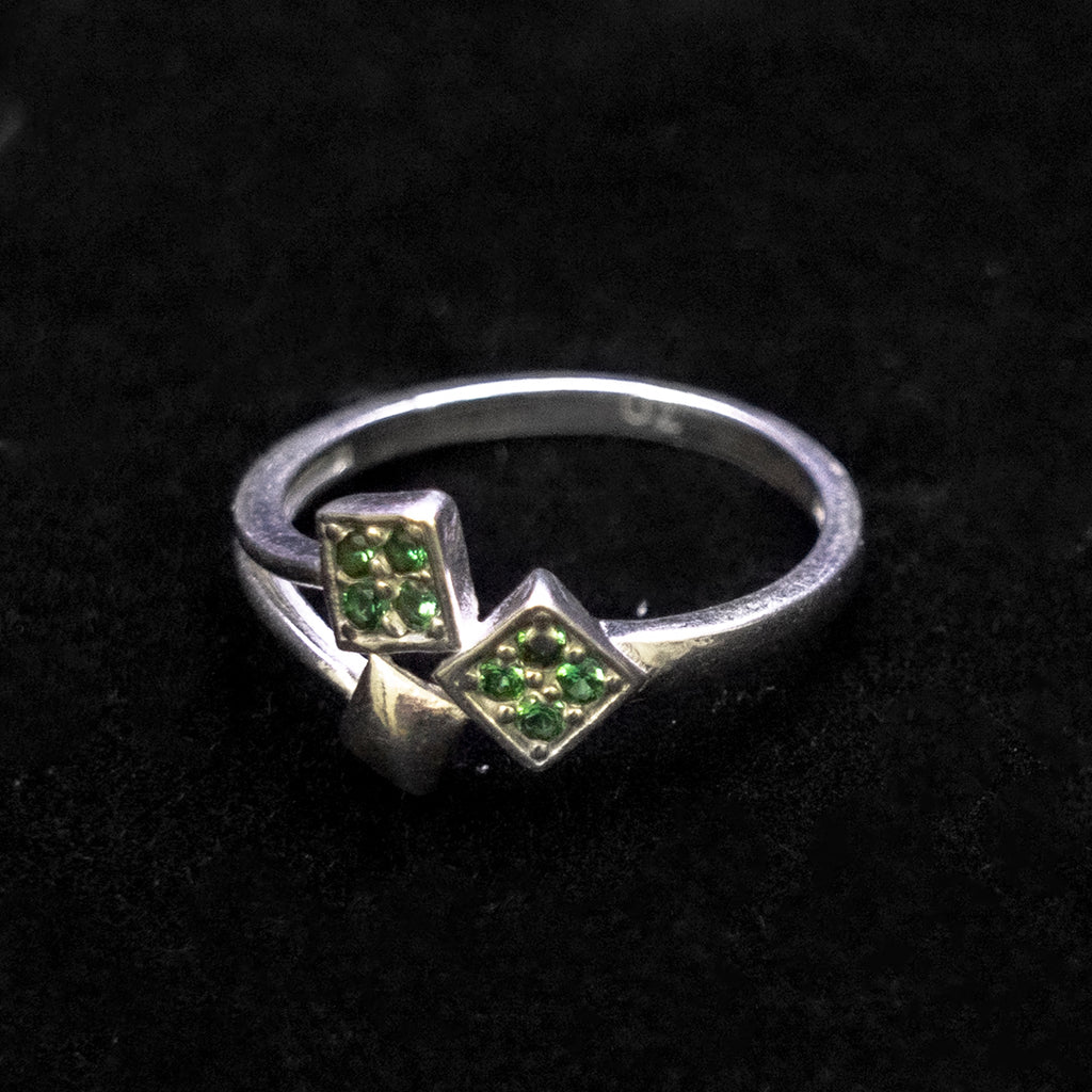Green Geometric CZ Ring