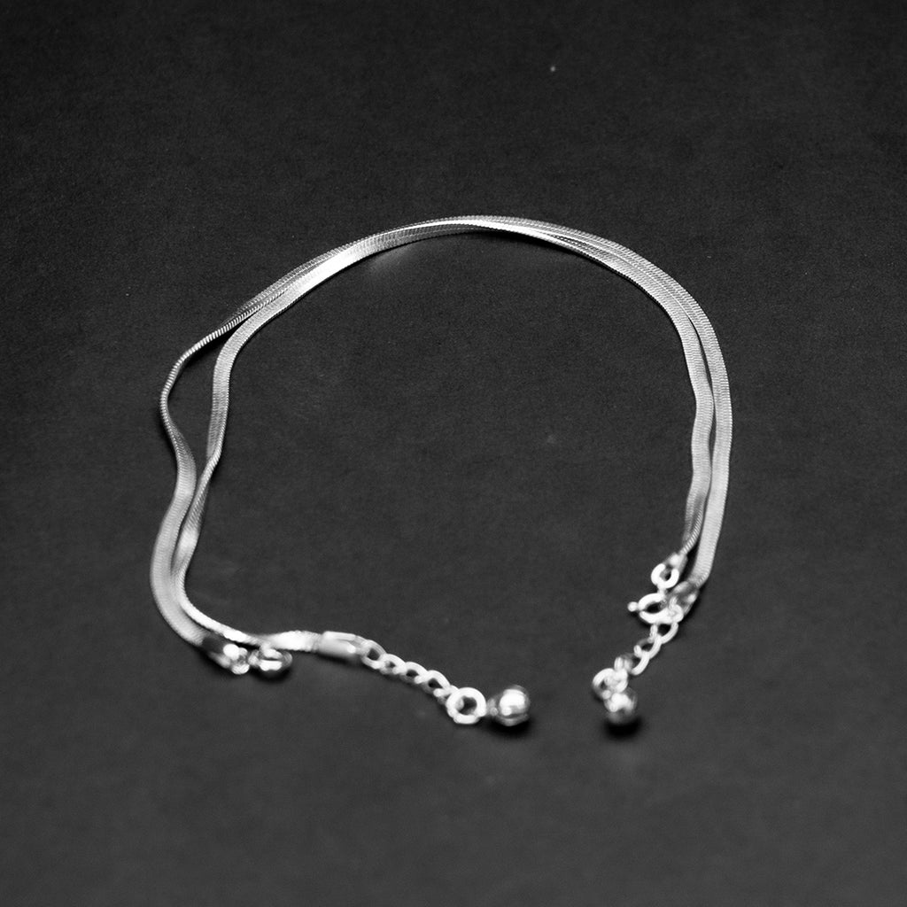 Classic Minimal Sterling Silver Snake Chain Anklet